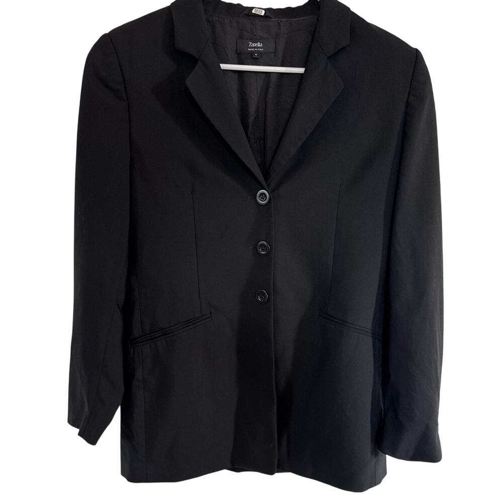 Zanella Made in Italy Black Tailored Blazer Women's Size 6 Career Office Jacket